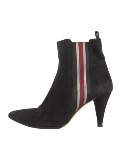 Pre-owned Veronica Beard Suede Striped Chelsea Boots In Black