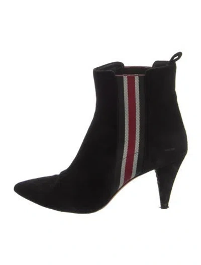 Pre-owned Veronica Beard Suede Striped Chelsea Boots In Black