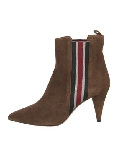Pre-owned Veronica Beard Suede Striped Chelsea Boots In Neutrals