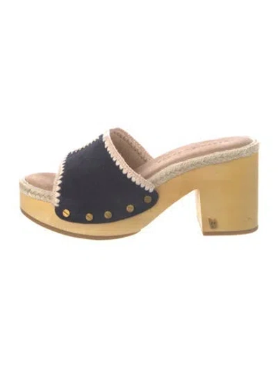 Pre-owned Veronica Beard Suede Striped Slides