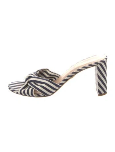 Pre-owned Veronica Beard Suede Striped Slides In Neutral