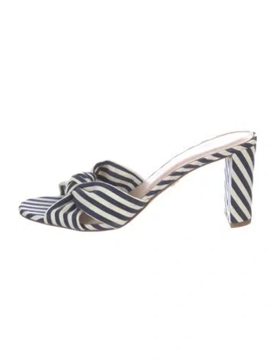 Pre-owned Veronica Beard Suede Striped Slides In Neutral