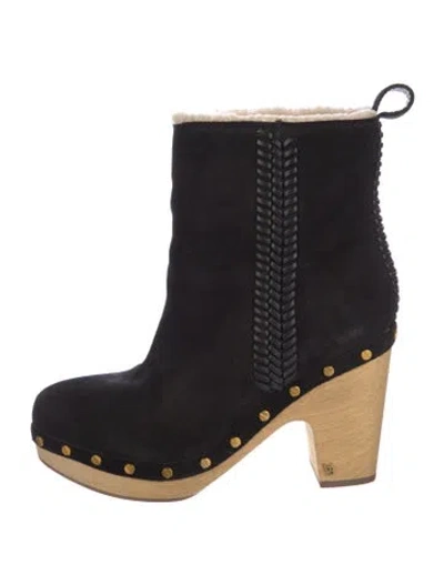 Pre-owned Veronica Beard Suede Studded Accents Boots In Black