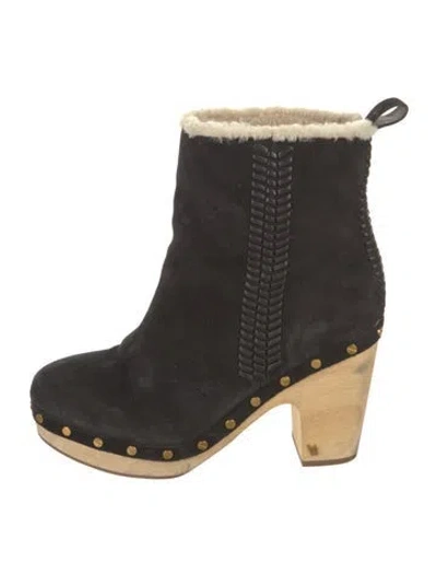 Pre-owned Veronica Beard Suede Studded Accents Boots In Black