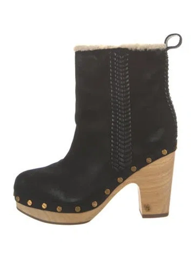 Pre-owned Veronica Beard Suede Studded Accents Boots In Black/neutrals
