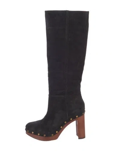 Pre-owned Veronica Beard Suede Studded Accents Boots In Blue