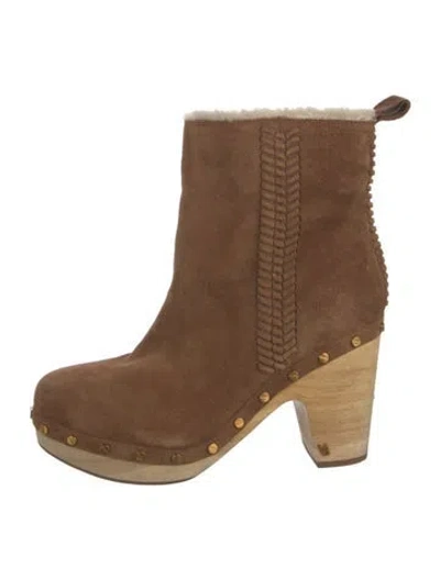 Pre-owned Veronica Beard Suede Studded Accents Boots In Brown