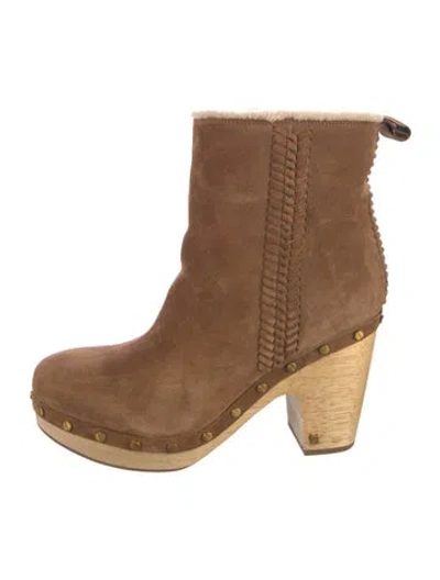 Pre-owned Veronica Beard Suede Studded Accents Boots In Brown