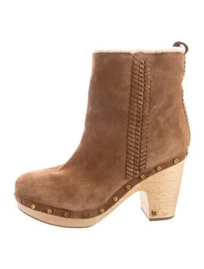 Pre-owned Veronica Beard Suede Studded Accents Boots In Brown