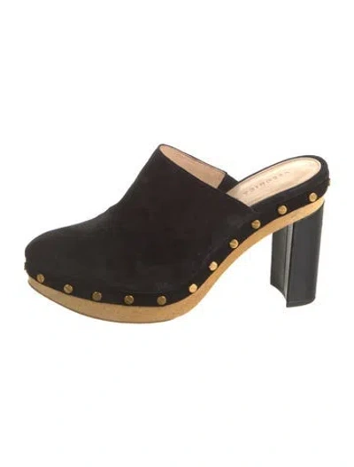 Pre-owned Veronica Beard Suede Studded Accents Mules In Black
