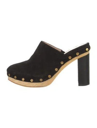 Pre-owned Veronica Beard Suede Studded Accents Mules In Black
