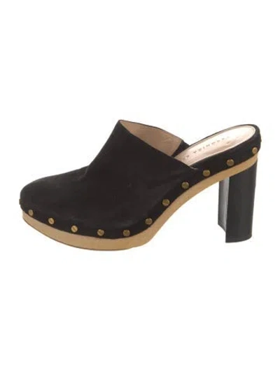 Pre-owned Veronica Beard Suede Studded Accents Mules In Black