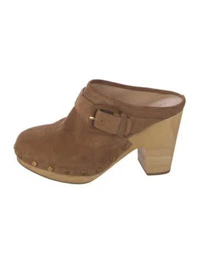 Pre-owned Veronica Beard Suede Studded Accents Mules In Multi