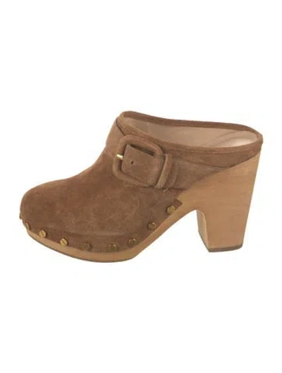 Pre-owned Veronica Beard Suede Studded Accents Mules In Multi