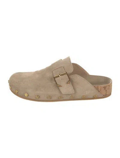Pre-owned Veronica Beard Suede Studded Accents Mules In Multi