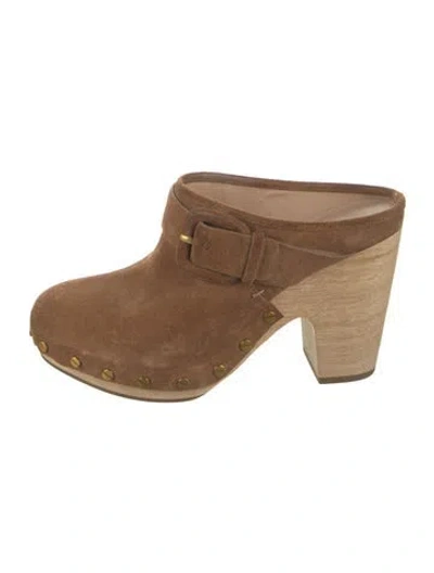 Pre-owned Veronica Beard Suede Studded Accents Mules In Multi