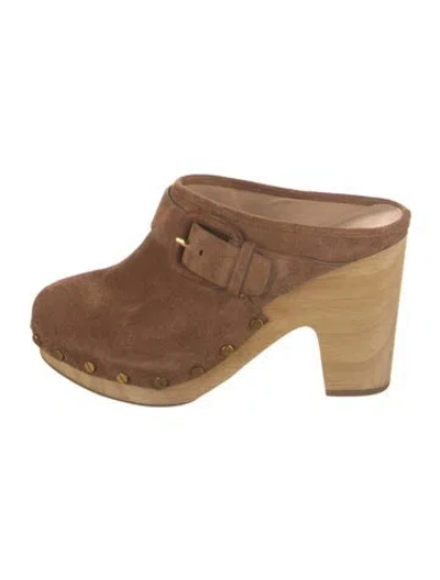 Pre-owned Veronica Beard Suede Studded Accents Mules In Multi