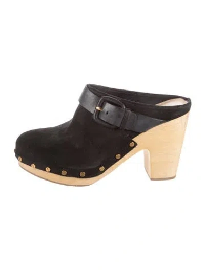 Pre-owned Veronica Beard Suede Studded Accents Mules In Multicolor