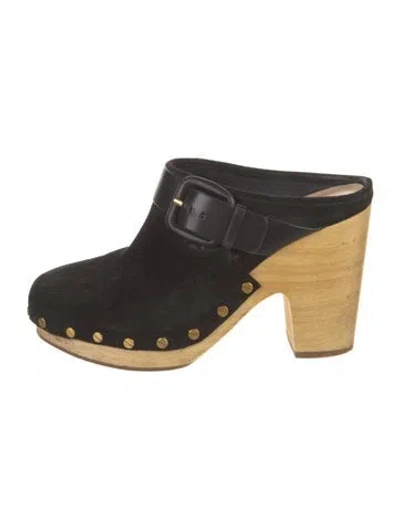 Pre-owned Veronica Beard Suede Studded Accents Mules In Multicolor