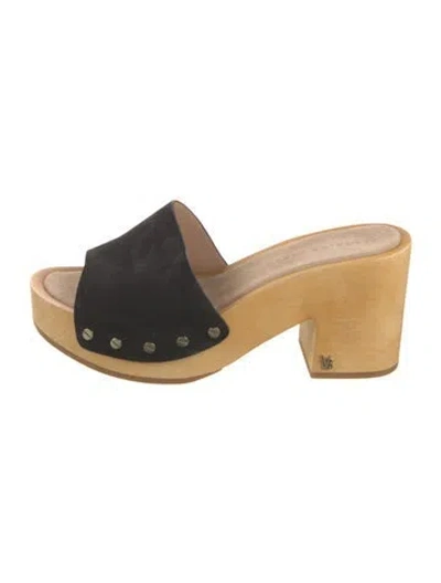 Pre-owned Veronica Beard Suede Studded Accents Sandals In Black
