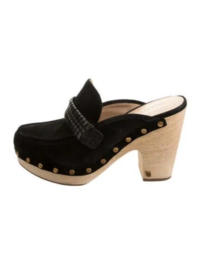Pre-owned Veronica Beard Suede Studded Accents Sandals In Black