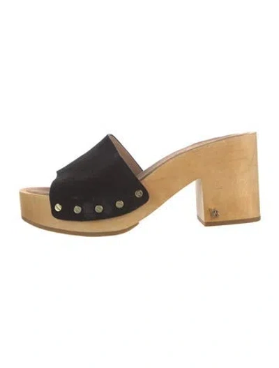 Pre-owned Veronica Beard Suede Studded Accents Slides In Black