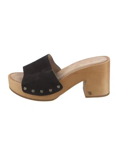 Pre-owned Veronica Beard Suede Studded Accents Slides In Black