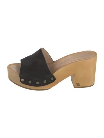 Pre-owned Veronica Beard Suede Studded Accents Slides In Black
