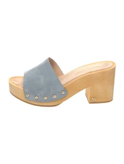 Pre-owned Veronica Beard Suede Studded Accents Slides In Blue