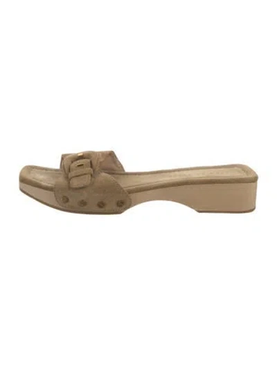 Pre-owned Veronica Beard Suede Studded Accents Slides In Neutral