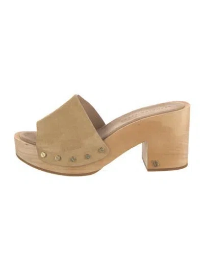 Pre-owned Veronica Beard Suede Studded Accents Slides In Neutrals