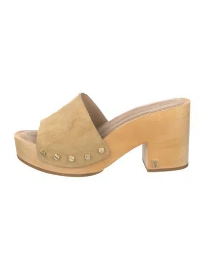 Pre-owned Veronica Beard Suede Studded Accents Slides In Neutrals