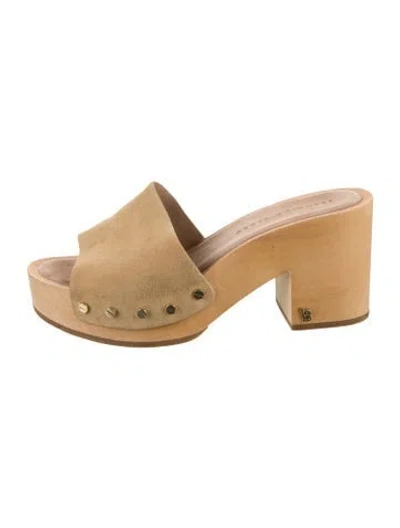 Pre-owned Veronica Beard Suede Studded Accents Slides In Neutrals
