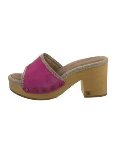 Pre-owned Veronica Beard Suede Studded Accents Slides In Pink