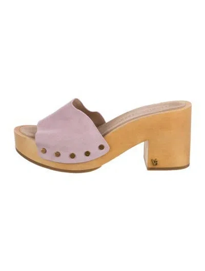 Pre-owned Veronica Beard Suede Studded Accents Slides In Purple