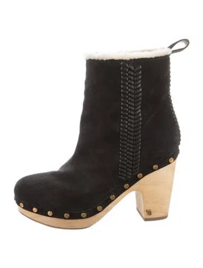 Pre-owned Veronica Beard Suede Studded Accents Snow Boots In Black