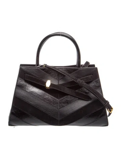 Pre-owned Veronica Beard Suede Top Handle Bag In Black