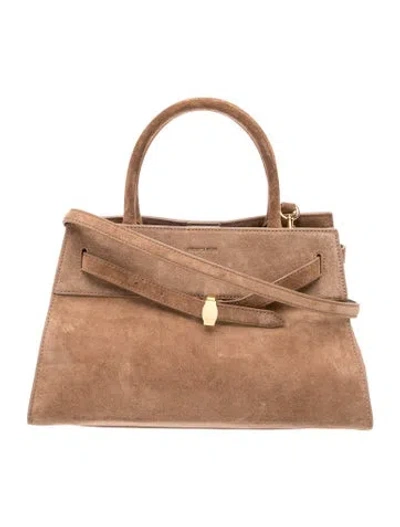Pre-owned Veronica Beard Suede Top Handle Bag In Neutral