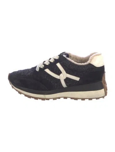 Pre-owned Veronica Beard Suede Tweed Pattern Athletic Sneakers In Blue