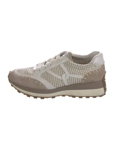 Pre-owned Veronica Beard Suede Wedge Sneakers In Neutral