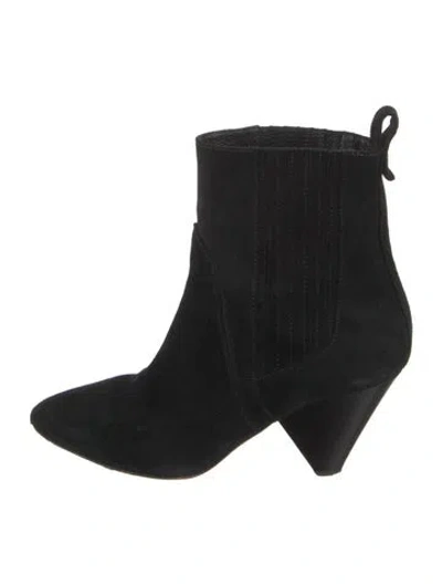 Pre-owned Veronica Beard Suede Western Boots In Black