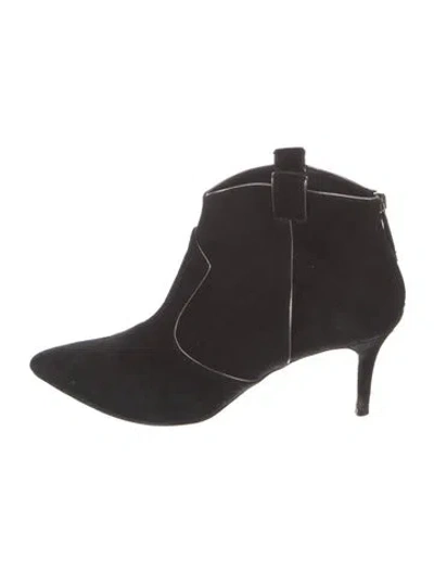 Pre-owned Veronica Beard Suede Western Boots In Black