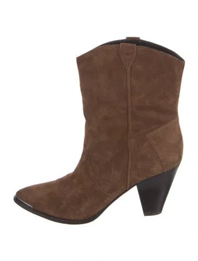 Pre-owned Veronica Beard Suede Western Boots In Brown