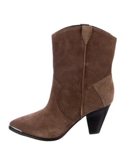 Pre-owned Veronica Beard Suede Western Boots In Brown