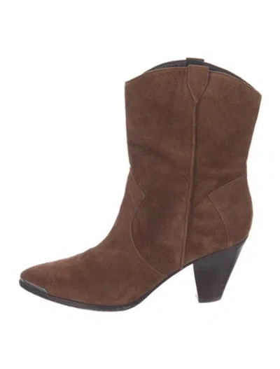 Pre-owned Veronica Beard Suede Western Boots In Brown