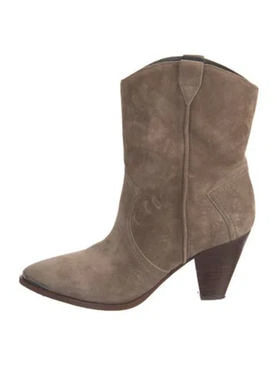 Pre-owned Veronica Beard Suede Western Boots In Brown