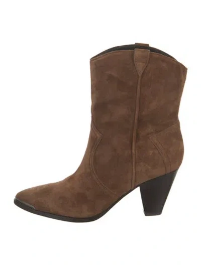 Pre-owned Veronica Beard Suede Western Boots In Brown