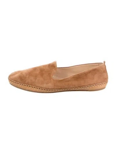Pre-owned Veronica Beard Suede Whipstitch Trim Espadrilles In Brown