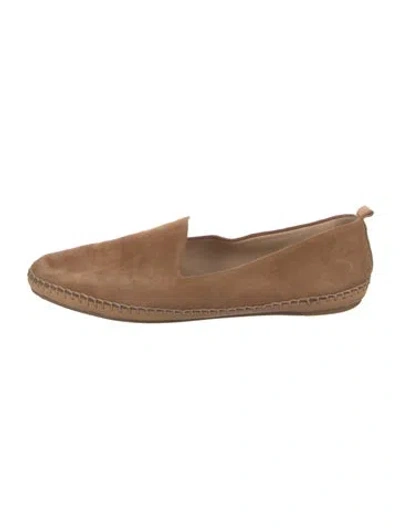 Pre-owned Veronica Beard Suede Whipstitch Trim Flats In Brown