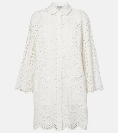 Veronica Beard Sumatra Broderie Anglaise Cotton Shirtdress In White